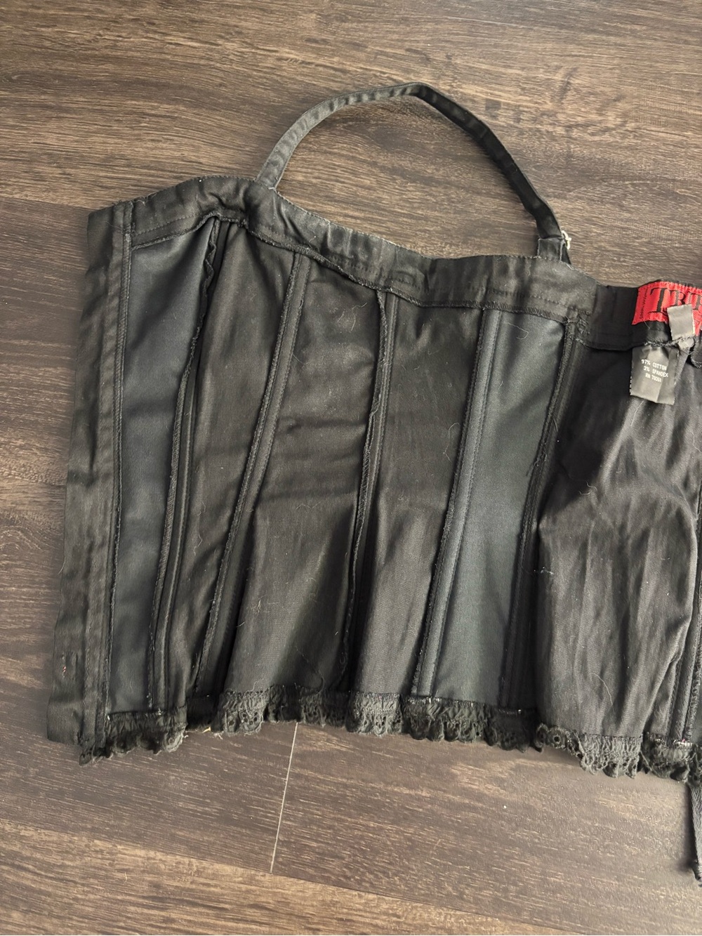 Women’s Vintage Y2K Tripp NYC Black Corset Top Size L Faux Leather - Picture 8 of 10